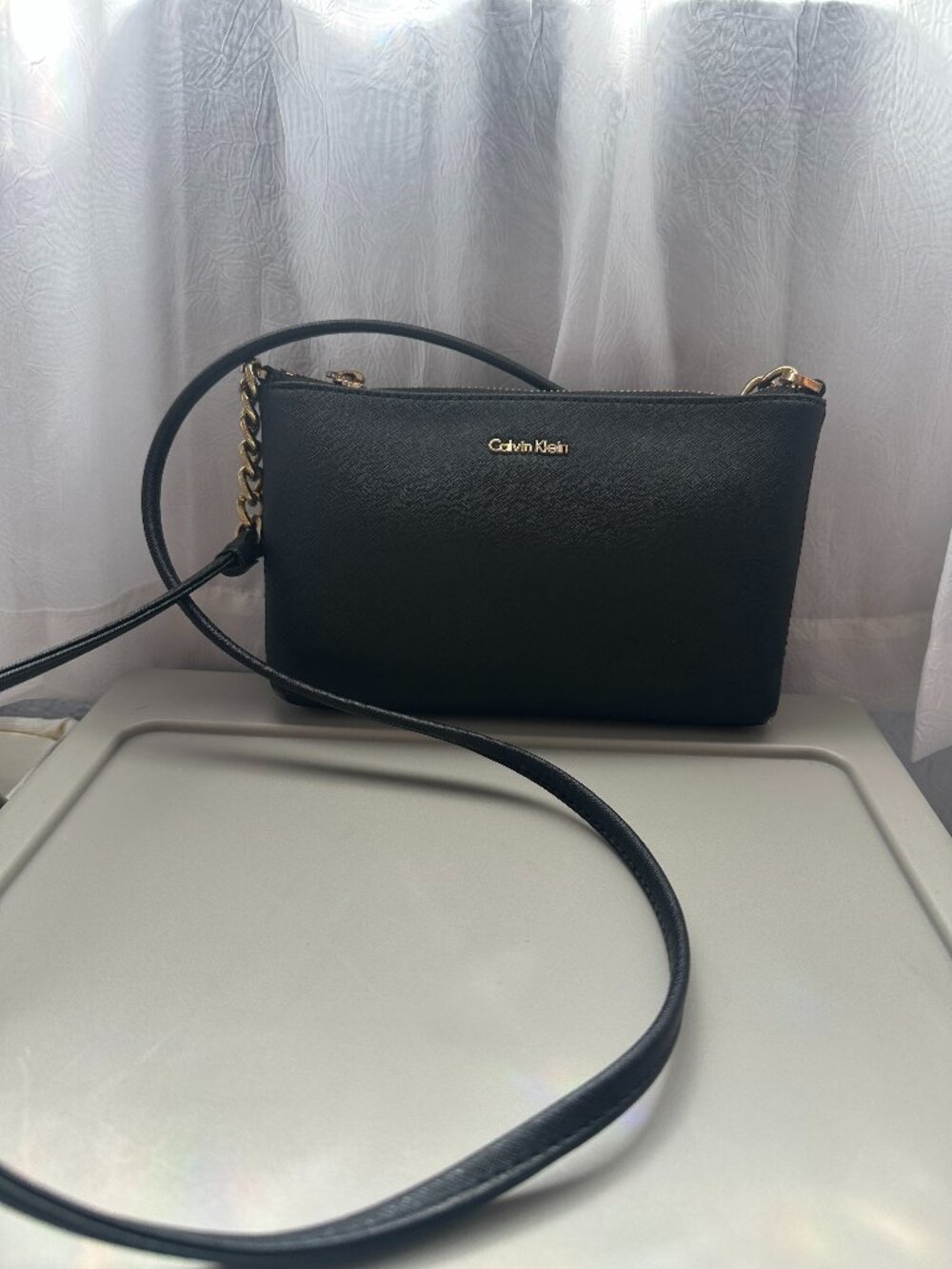Calvin Klein Hayden Saffiano Leather Chain Crossbody